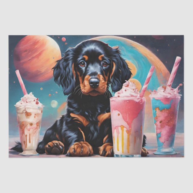 Papel De Seda Gordon Setter Puppy N Milkshakes (Frente )
