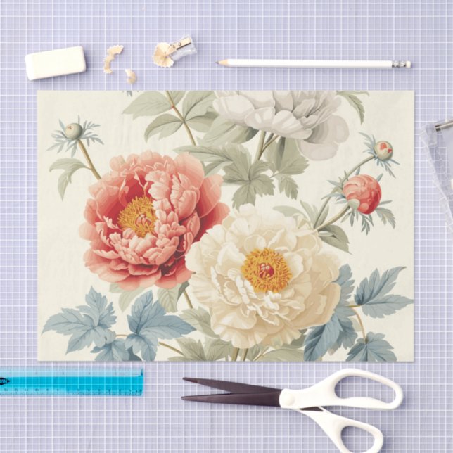 Papel De Seda Gorgeous Peonies Seamless Pattern (Arte )