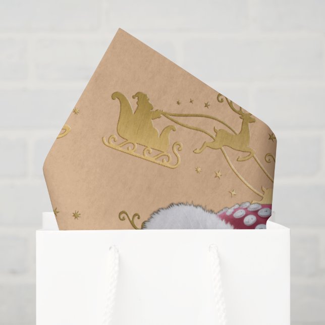 Papel De Seda Gorro de Natal fofo (Sacola de presentes)