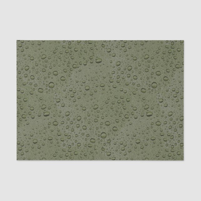 Papel De Seda Gotas de água verde-oliva (Frente )