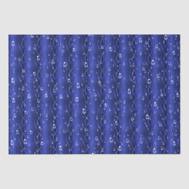 Papel De Seda Gotas de chuva em metal azul (Frente )