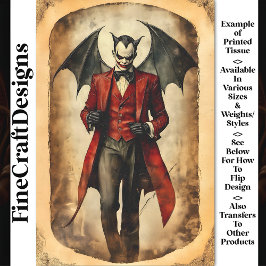 Papel De Seda Goth Diabo Vampiro Sinistro Maquiagem BB3 Decoupag