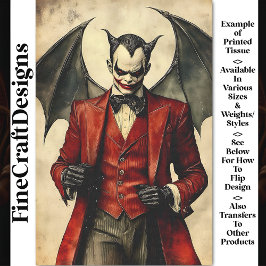Papel De Seda Goth Diabo Vampiro Sinistro Maquiagem BB4 Decoupag