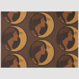 Papel De Seda Gothic Art Deco Girl and Crescent Moon Decoupage
