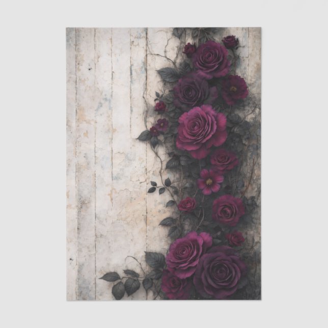 Papel De Seda Gothic Climbing Burgundy Roses FE2R Decoupage (Frente )