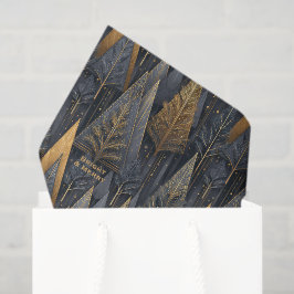 Papel De Seda Gothic Deco | Árvores Geométricas Douradas