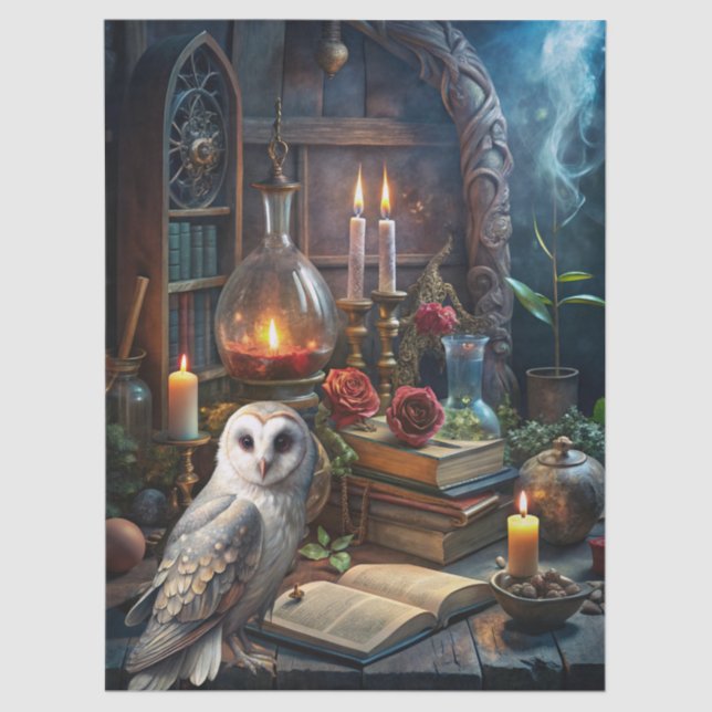 Papel De Seda Gothic Fantasy Tarot Reader's Room & White Owl (Frente )