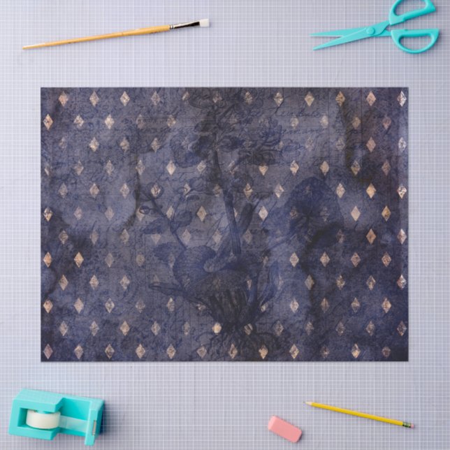 Papel De Seda Gothic Grunge Indigo  (Arte )