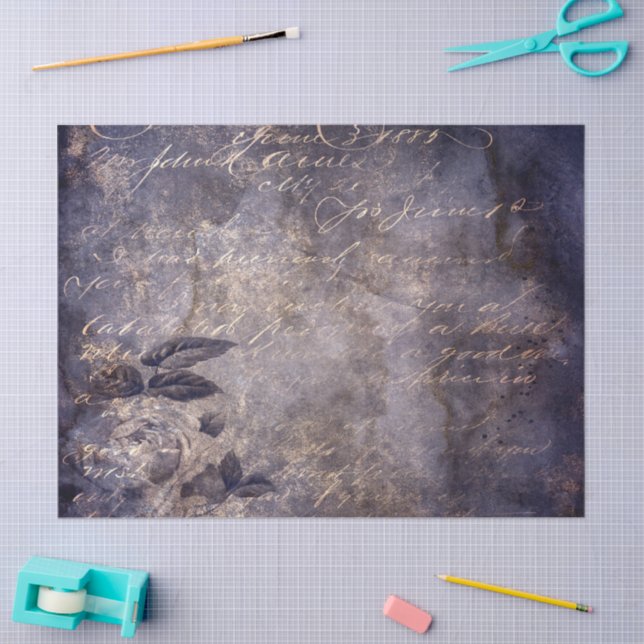 Papel De Seda Gothic Grunge Indigo  (Arte )