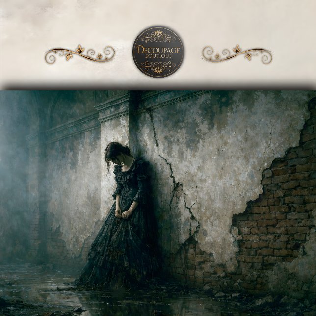 Papel De Seda Gothic Mourning Woman Wall Decoupage (Gothic Mourning Woman Wall Decoupage Tissue Paper)