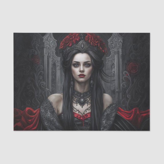 Papel De Seda Gothic Queen Portrait Decoupage | Dark Vampire (Frente )
