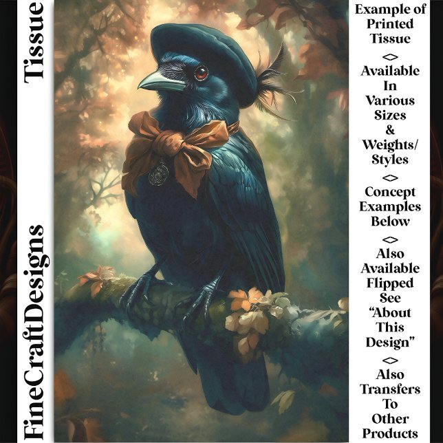 Papel De Seda Gothic Raven, Boina Francesa & Decoupage DC3L Bow (Criador carregado)
