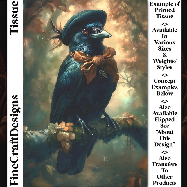 Papel De Seda Gothic Raven, Boina Francesa & Decoupage DC3R Bow (Criador carregado)