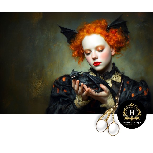 Papel De Seda Gothic Redhead with Baby Dragon  (Criador carregado)