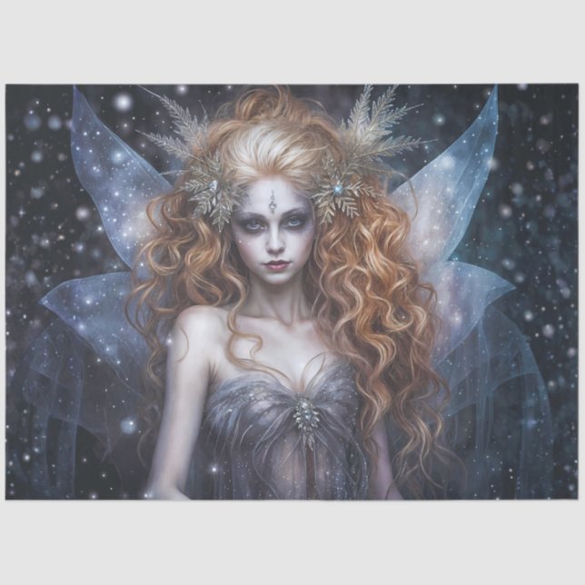 Papel De Seda Gothic Winter Fairy – Ice Enchantress Fantasy  (Frente )