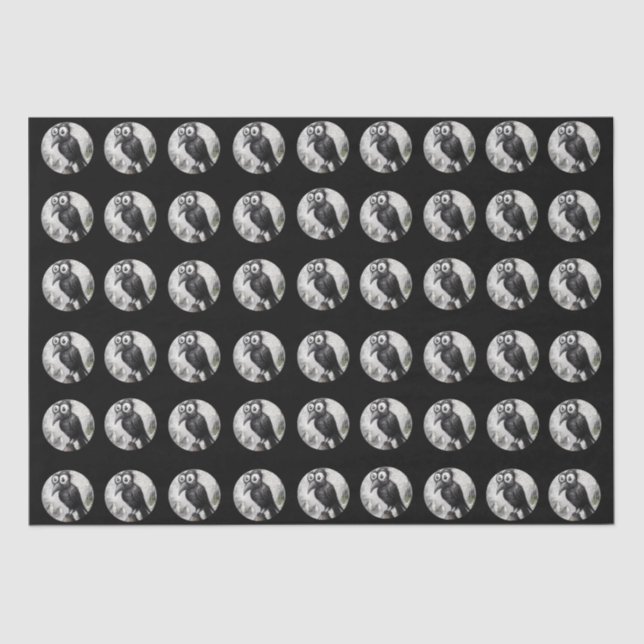 Papel De Seda Gótica Black Crow & Tower Spooky Halloween (Frente )