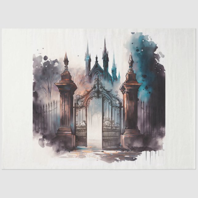 Papel De Seda Gótica Cemetery Gate Series Design 1 (Frente )