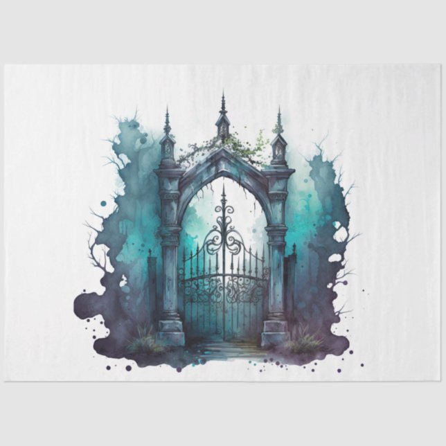 Papel De Seda Gótica Cemetery Gate Series Design 2 (Frente )