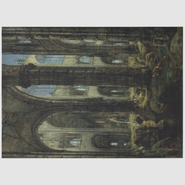 Papel De Seda Gótica Church Ruins (por Carl Blechen) (Frente )