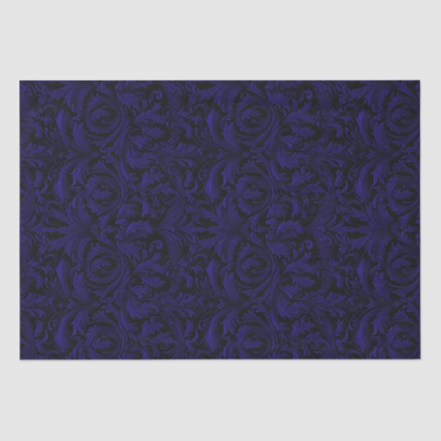 Papel De Seda Gótica Jacquard Swirls Decoupage - Roxo Escuro (Frente )