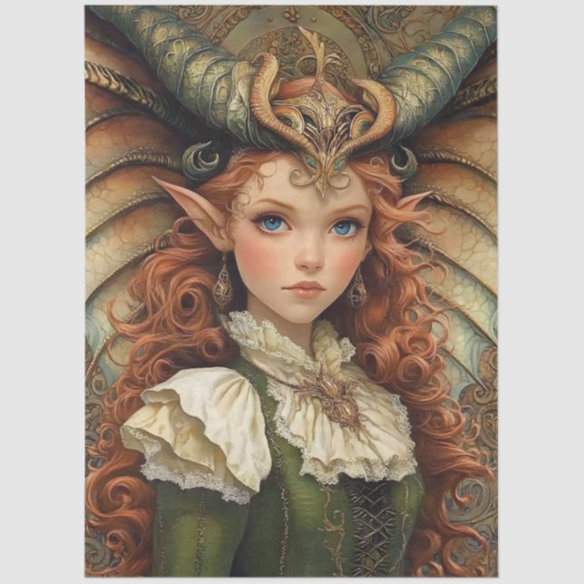 Papel De Seda Gótica Mythological Ninfh Fantasy Dragon Girl (Frente )