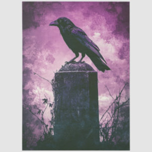 Papel De Seda Gótica Raven em Tombstone com Céu Roxo