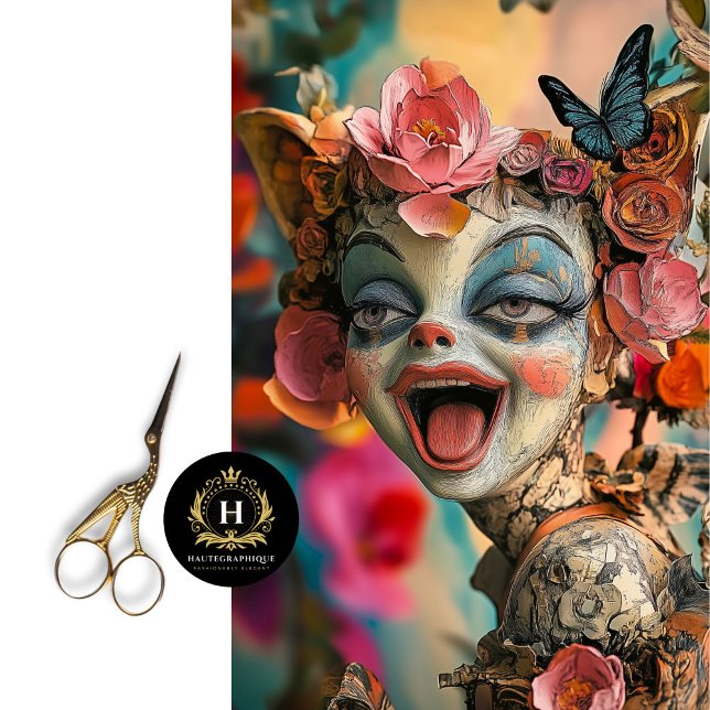 Papel De Seda Gótica Whimsic Gargoyle Borboletas Florais (Criador carregado)