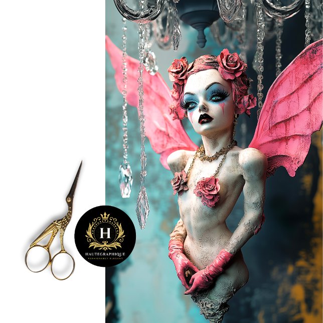 Papel De Seda Gótica Whimsic Gargoyle Fadas Asas Rosa Fadas (Criador carregado)