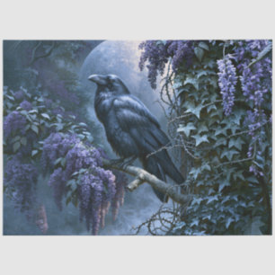 Papel De Seda Gótico Corvo Lua Cheia Wisteria