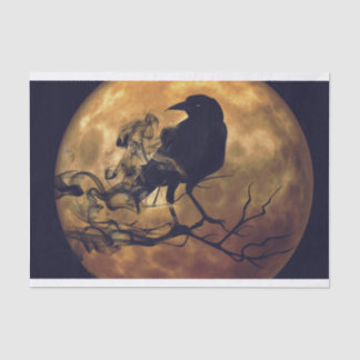 Papel De Seda Gótico Crow Orange Moon Decoupage