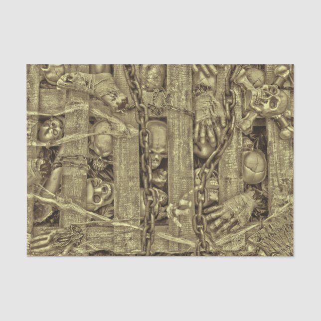 Papel de seda gótico de Halloween em tons sépia vi (Frente )