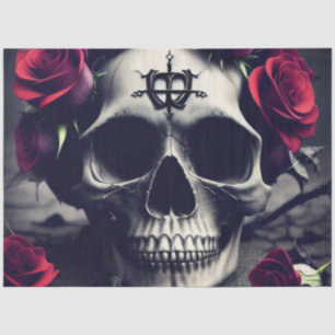 Papel De Seda Gótico escuro Macabre - Cabeça Rosa