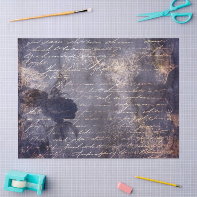 Papel De Seda Gótico Grunge Índigo (Arte )