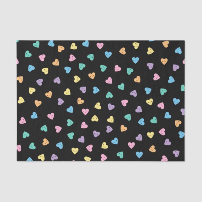 Papel De Seda Gótico Kawaii Pastel Candy Hearts (Frente )