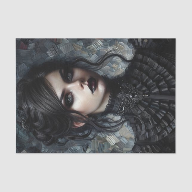 Papel De Seda Gótico Vitoriana Em Preto (Frente )