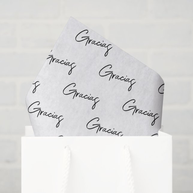 Papel De Seda Gracias minimamente Black White script Custom Busi (Sacola de presentes)