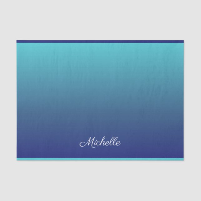 Papel De Seda Gradiente azul-ombre personalizado (Frente )