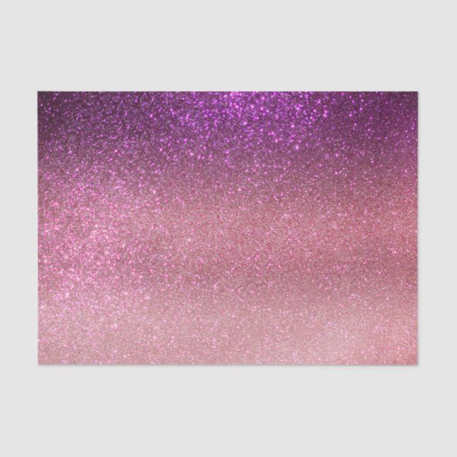 Papel De Seda Gradiente de Mão Brilhante Rosa Tripla Violeta (Frente )