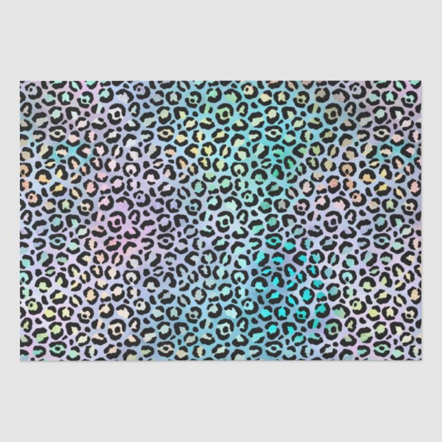 Papel De Seda Gradiente Iridescente de Arco-Íris e Manchas de Le (Frente )