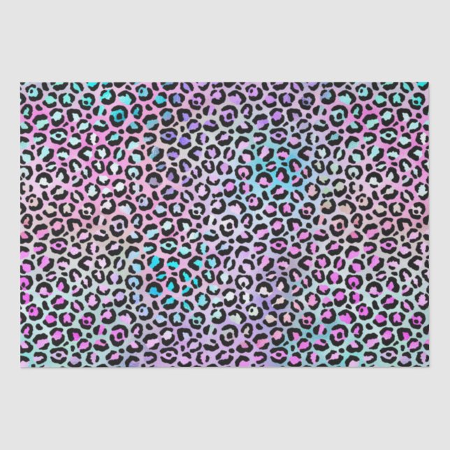 Papel De Seda Gradiente Iridescente de Arco-Íris e Manchas de Le (Frente )