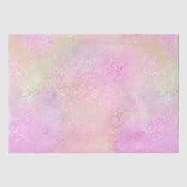 Papel De Seda Gradiente Iridescente de Arco-Íris e Manchas de Le