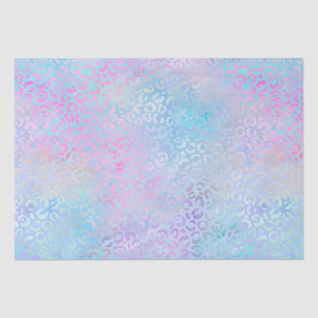 Papel De Seda Gradiente Iridescente de Arco-Íris e Manchas de Le (Frente )