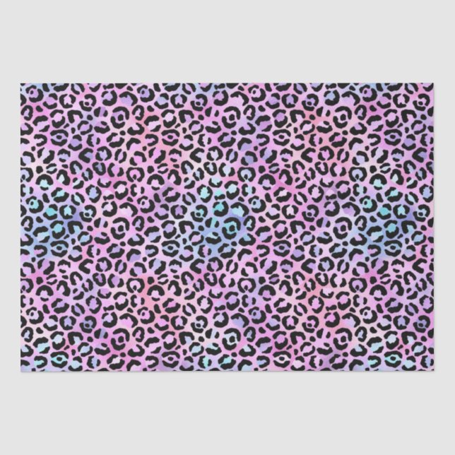 Papel De Seda Gradiente Iridescente de Arco-Íris e Manchas de Le (Frente )