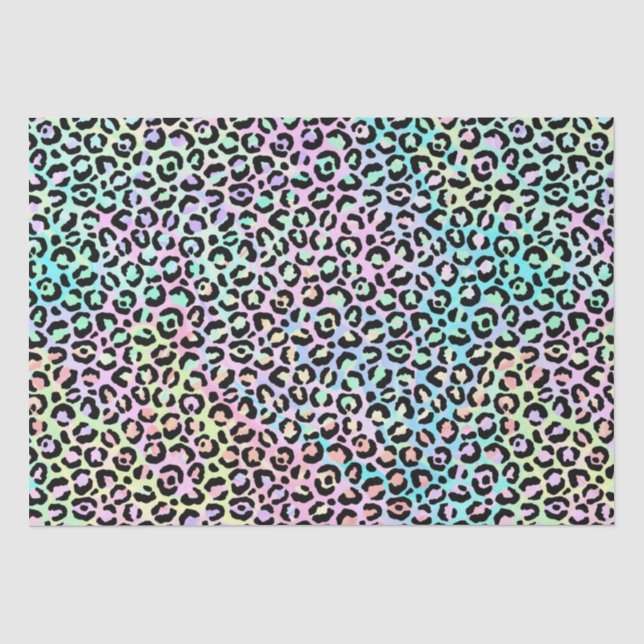 Papel De Seda Gradiente Íris e Manchas de Leopardo  (Frente )