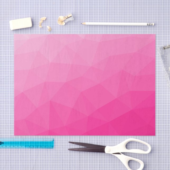 Papel De Seda Gradiente Rosa Quente Padrão de Malha Geométrica (Arte )