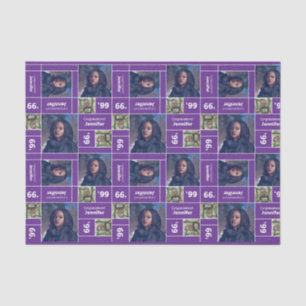 Papel De Seda Graduação de Foto Quadrada Ano Roxo