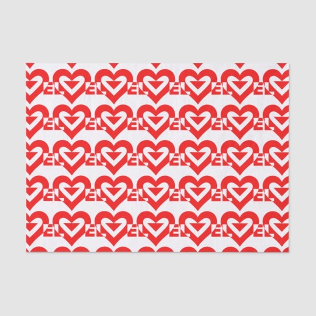 Papel De Seda Gráfico de Amor legal, Vermelho (Frente )