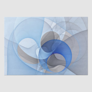 Papel De Seda Gráfico de Arte Fractal de Cinza Azul Moderno