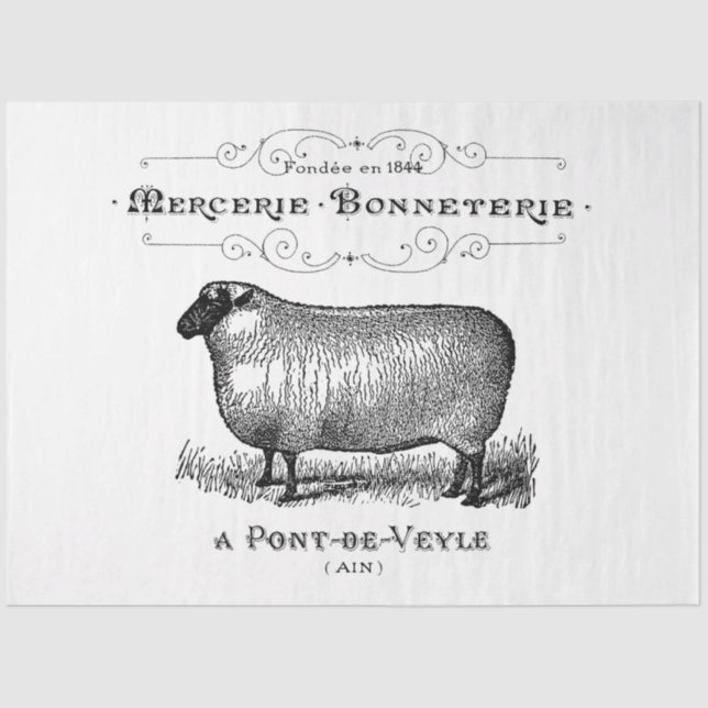 Papel De Seda Gráfico Vintage French Sheep (Frente )