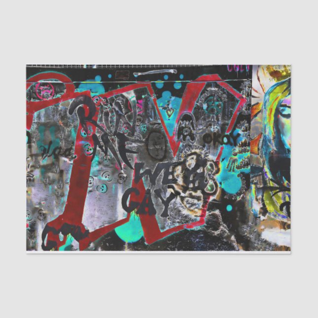 Papel De Seda Grafite Black Red Urban Street Wall Art (Frente )